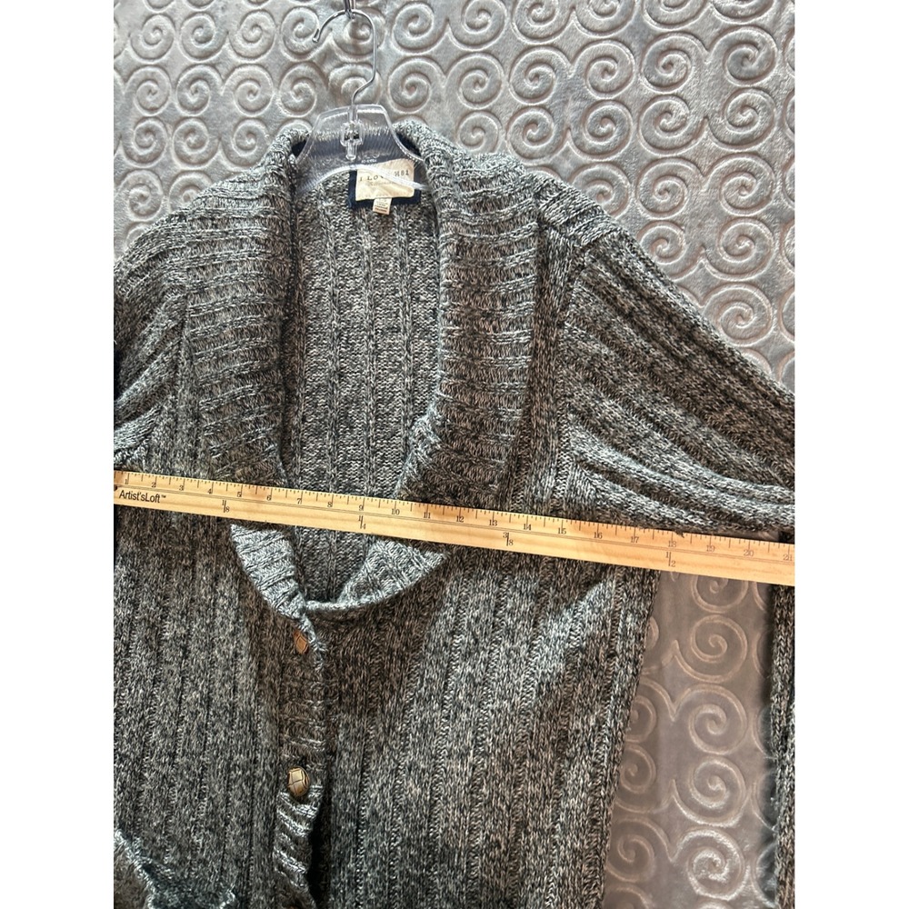 I LOVE H81 Women's Gray Knit Shawl Collar Cardigan Sweater‎ Size Large - Picture 4 of 8
